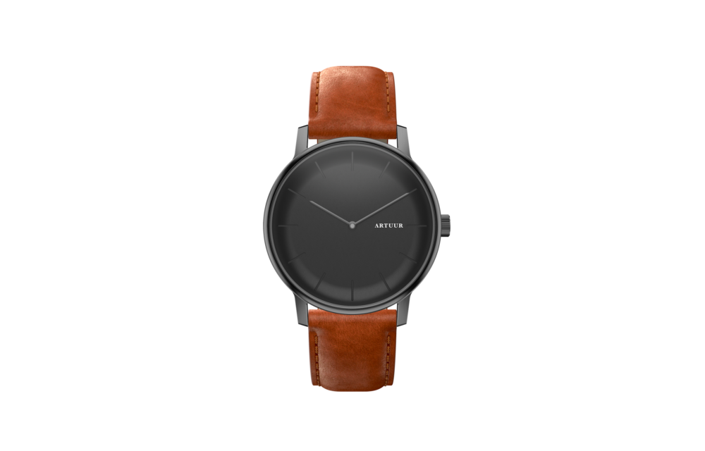 Case - Gunmetal Black - Leather light brown matte