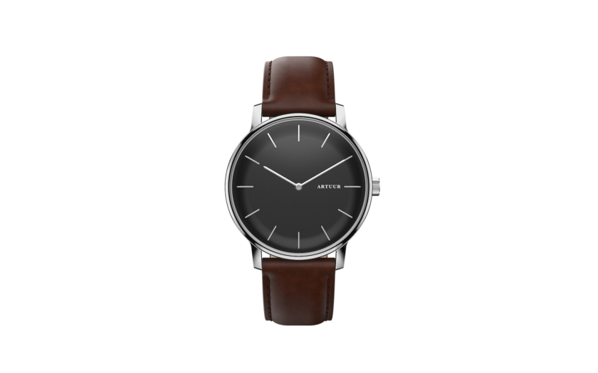 Sterling bruin | lederen bandje | donkere matte metalen gesp - Image 2